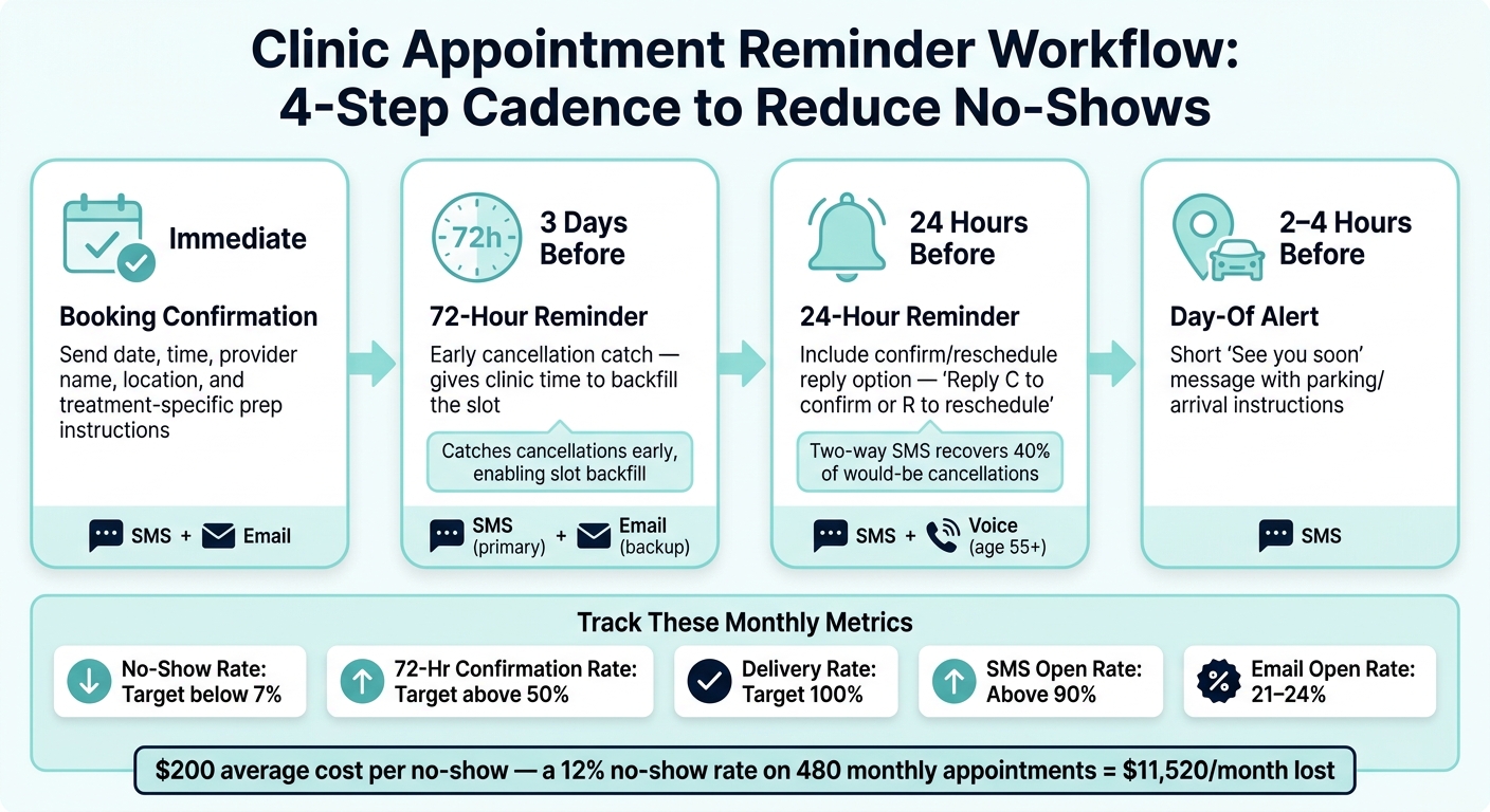 Clinic Appointment Reminder Workflow: 4-Step Cadence to Reduce No-Shows