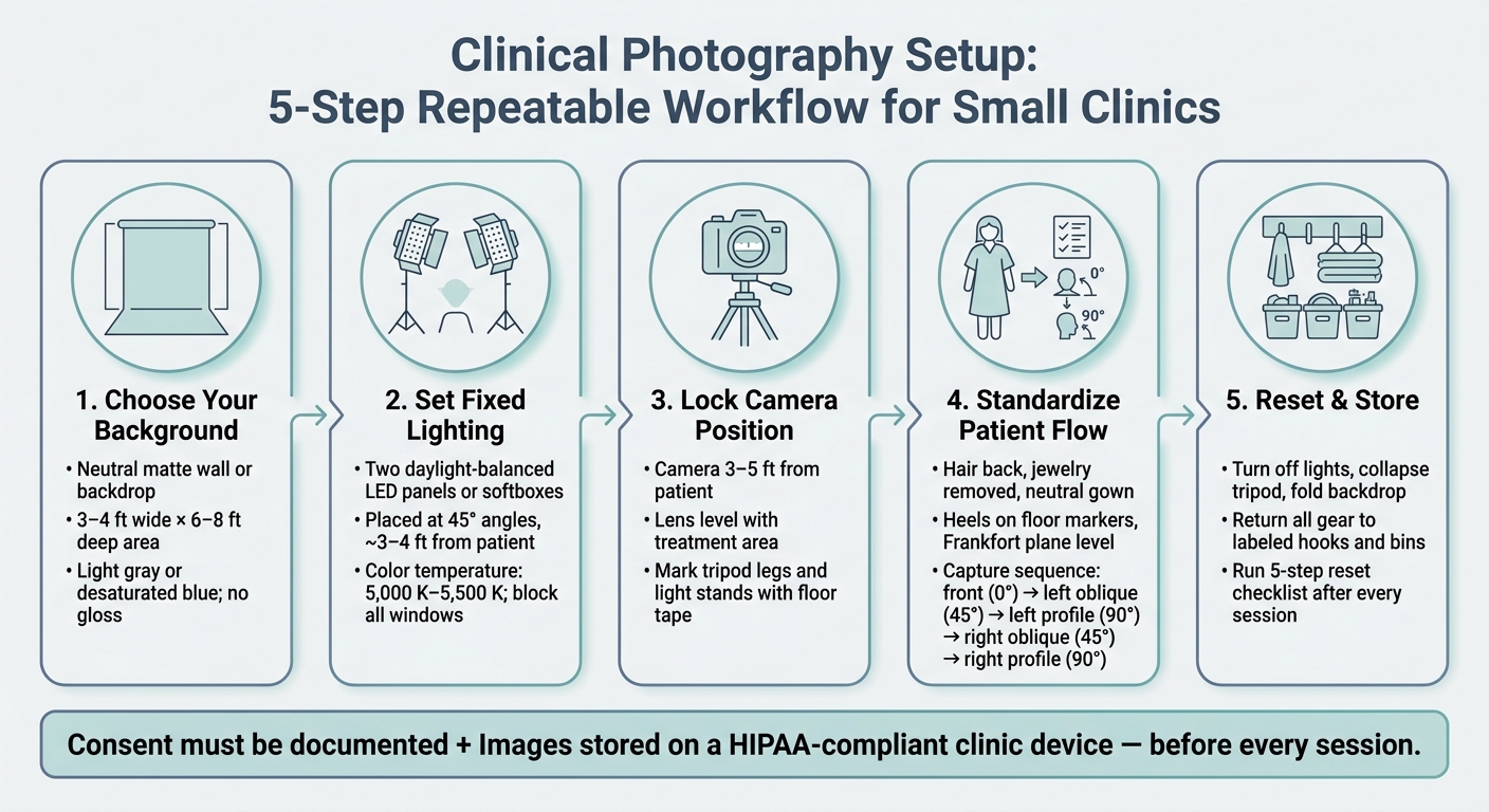 Clinical Photography Setup: 5-Step Repeatable Workflow for Small Clinics