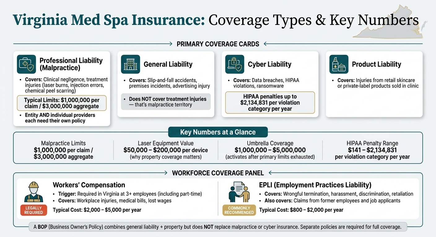 Virginia Med Spa Insurance Requirements: Coverage Types & Key Numbers