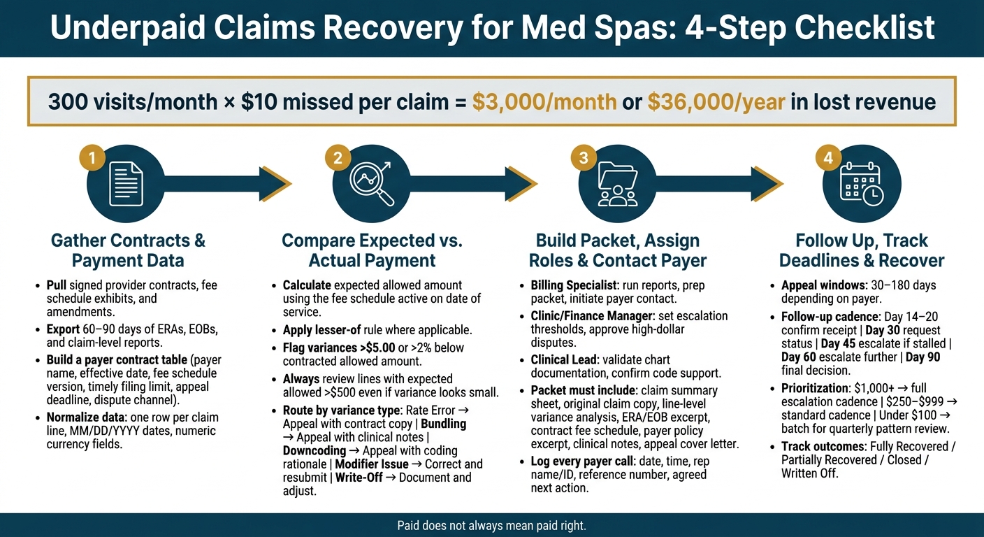 Underpaid Claims Recovery for Med Spas: 4-Step Process