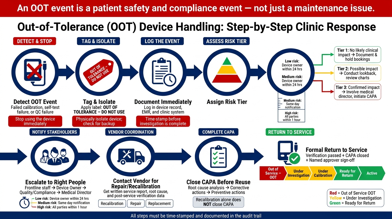 Out-of-Tolerance Device Handling: Step-by-Step Clinic Response