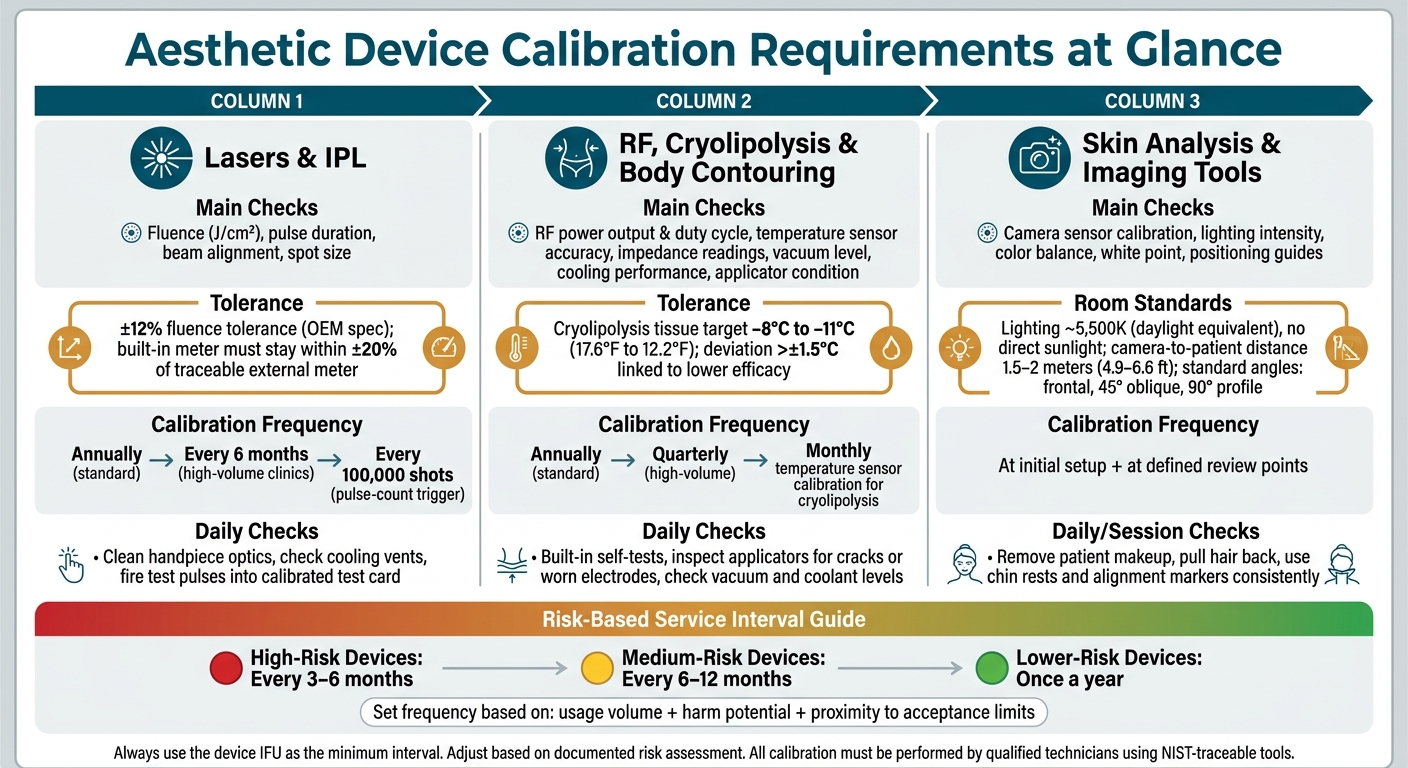 Aesthetic Device Calibration: Intervals, Checks & Tolerances by Device Type